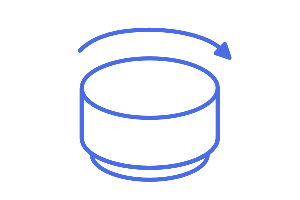 A simple illustration turning the knob right