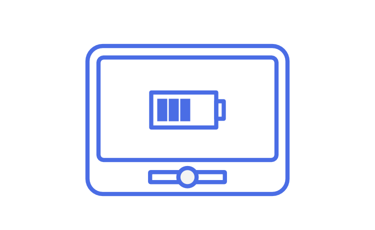 A illustration of the cooktop with a full battery icon